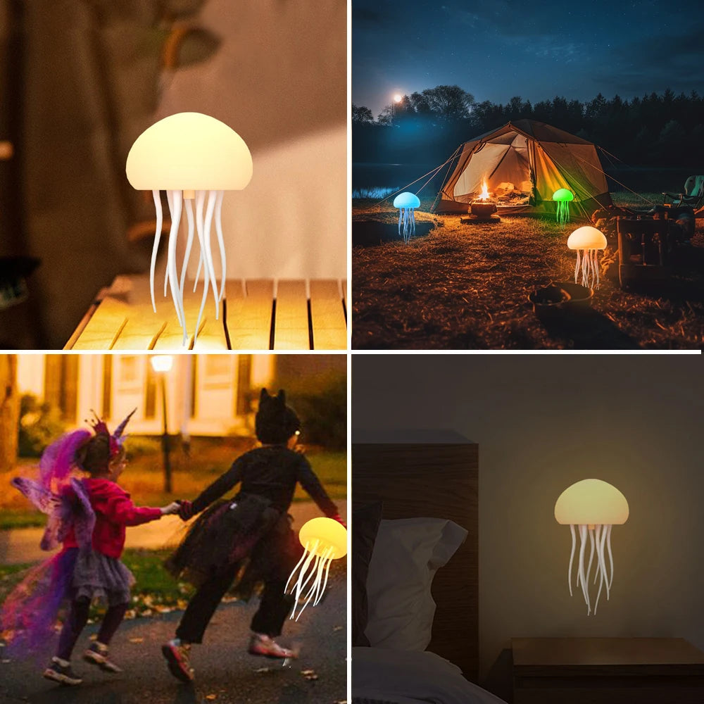 RGB Jellyfish Night Light – Voice Control Lamp with Bluetooth & USB Rechargeable