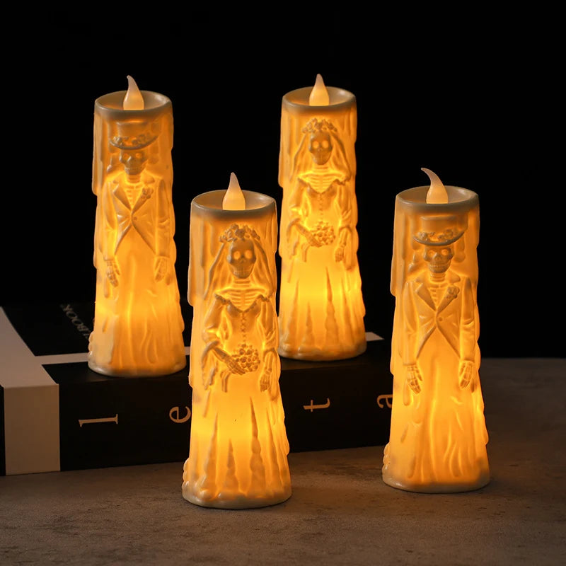 Halloween Bride & Groom LED Candle Lights – Spooky Wedding Décor