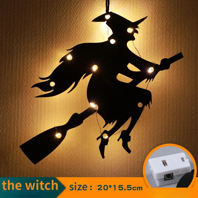 Halloween Hanging Lights – Castle, Witch, Ghost & Spider Web (10LED)