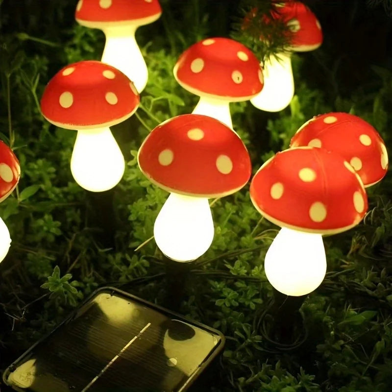 Solar Mushroom Fairy Lights – Christmas & Garden Outdoor Decoration