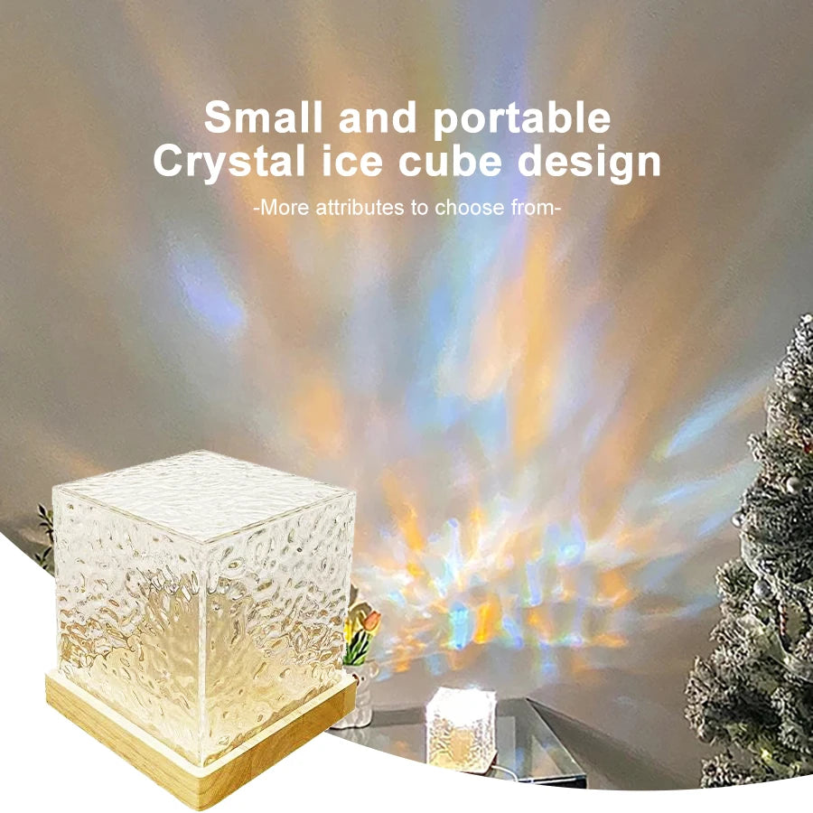 Ocean Wave Aurora Projector Lamp – 16-Color Crystal Flame Light with Remote