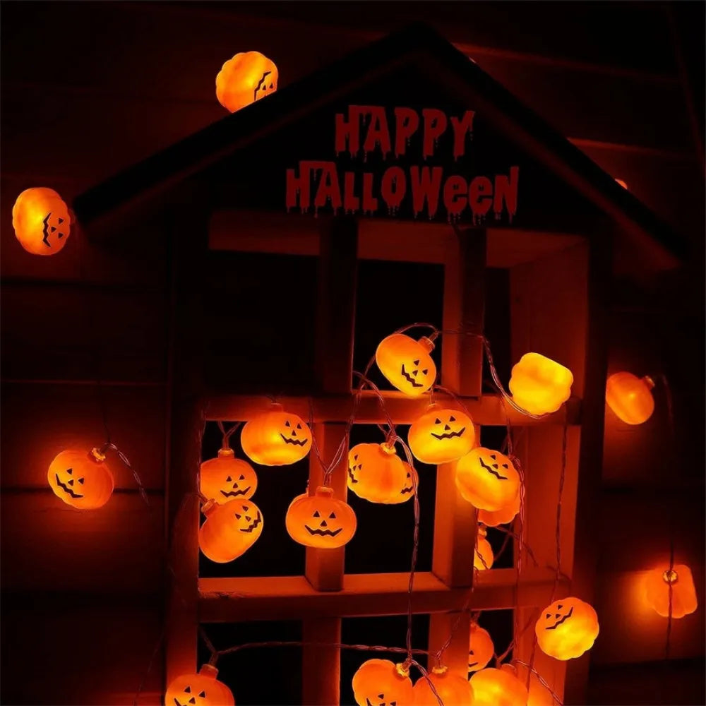 Halloween Pumpkin Lantern String Lights – Battery Powered LED