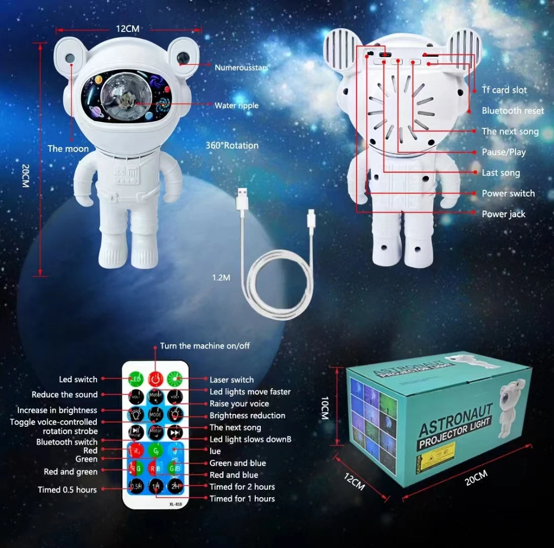 Smart Astronaut Galaxy Projector – 82 Effects – Bluetooth Starry Sky & Nebula Night Light