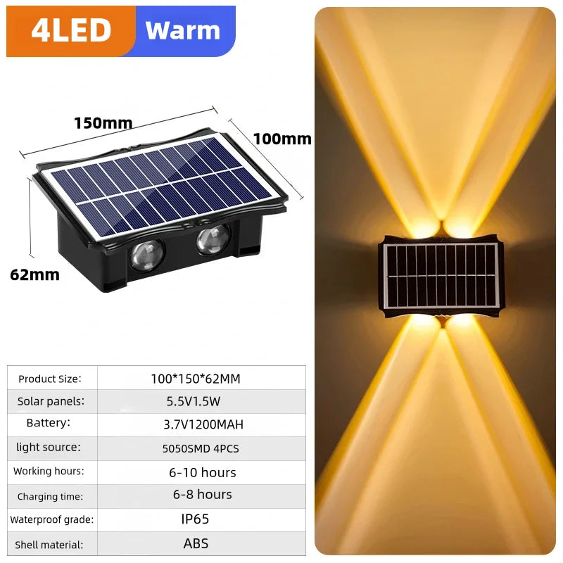 Solar LED Wall Lamp – Up & Down Outdoor Waterproof Lighting