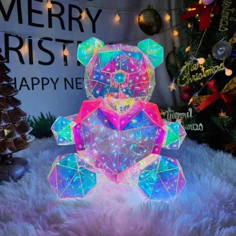 LED Light-Up Teddy Bear with Red Heart – Romantic Gift Lamp