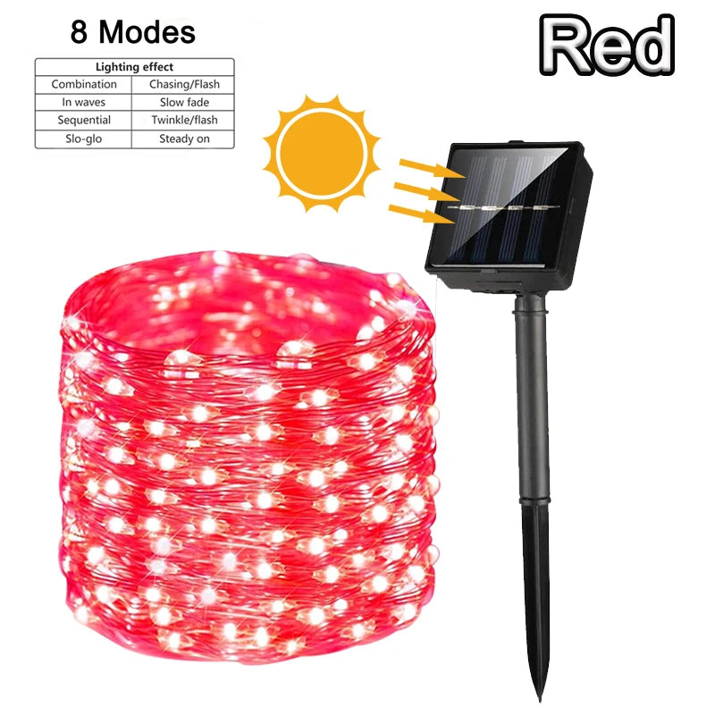 Solar String Lights – Waterproof 8-Mode Copper Wire Fairy Lights