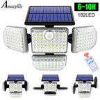 Solar Security Flood Light – 182/112 LED with Adjustable Heads & 3 Modes