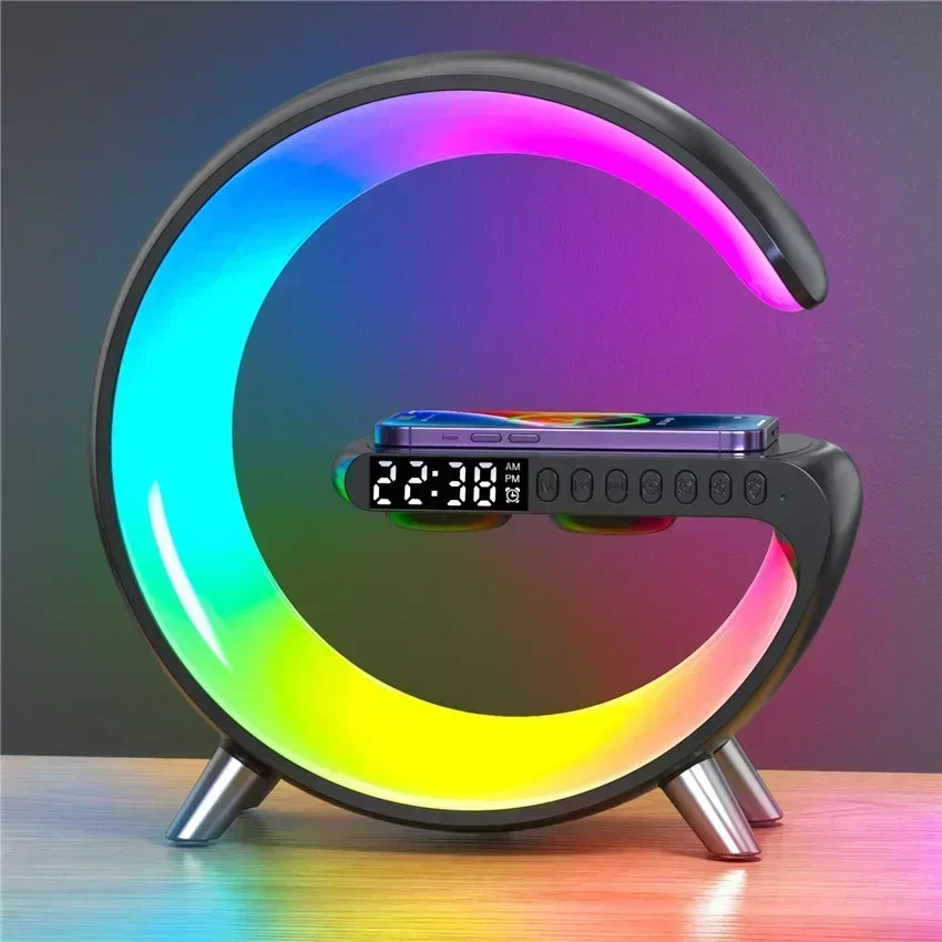 Wireless Charging Station with Bluetooth Speaker & RGB Night Light