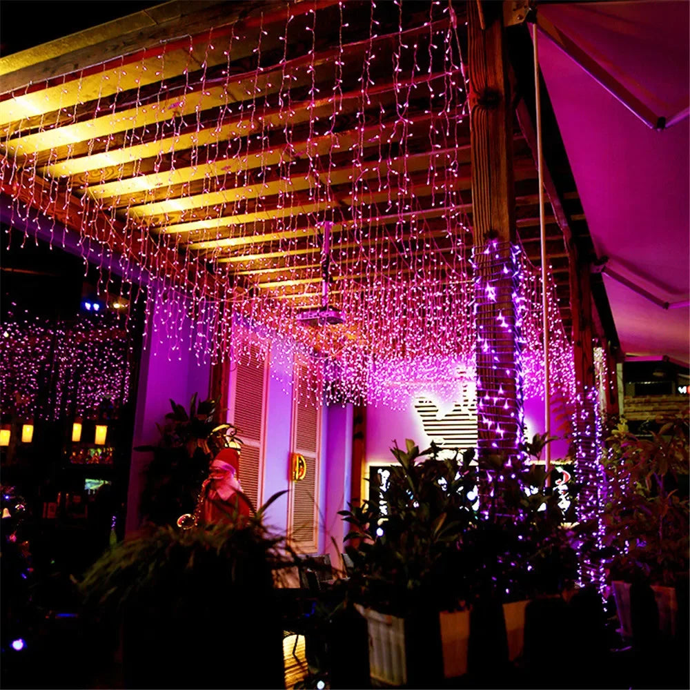 2025 LED Icicle Curtain String Lights – 8-Mode Fairy Lights for Holidays & Parties