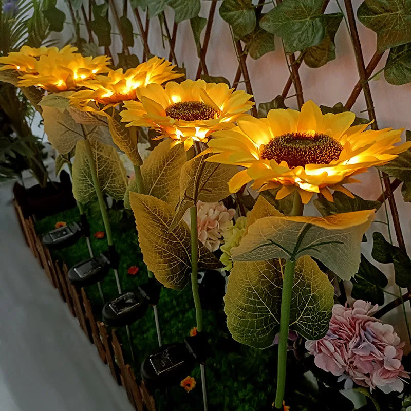 Solar Sunflower LED Garden Lights – 1 or 3 Heads