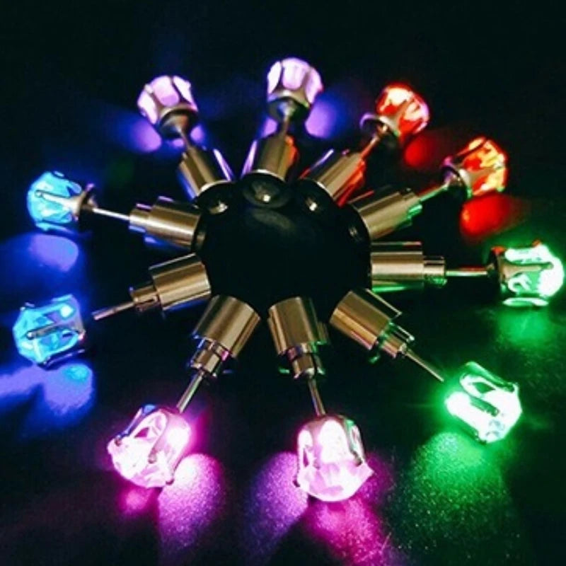 LED Luminous Stud Earrings – Colorful Glowing Zircon Party Jewelry (2PCS)