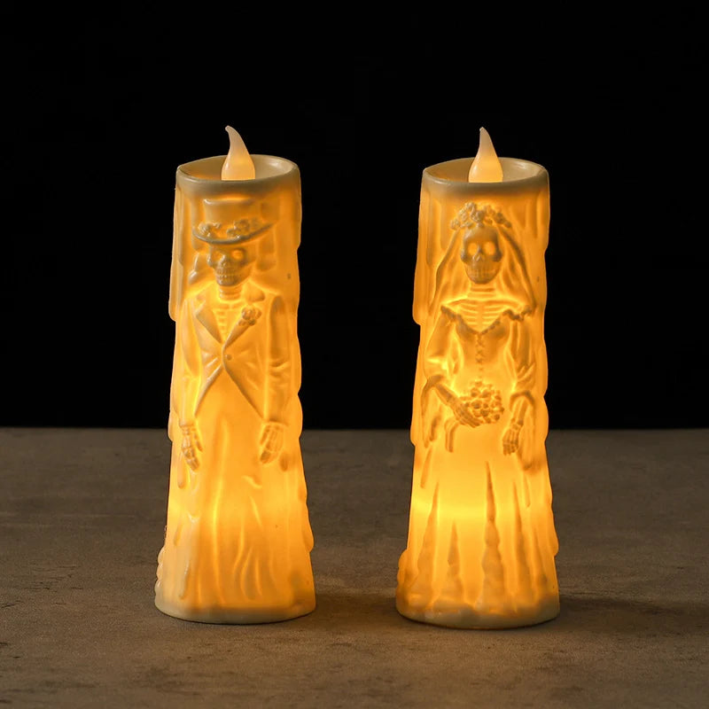 Halloween Bride & Groom LED Candle Lights – Spooky Wedding Décor