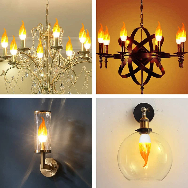LED Flame Effect Bulb – E14/E27 Flickering Fire Light