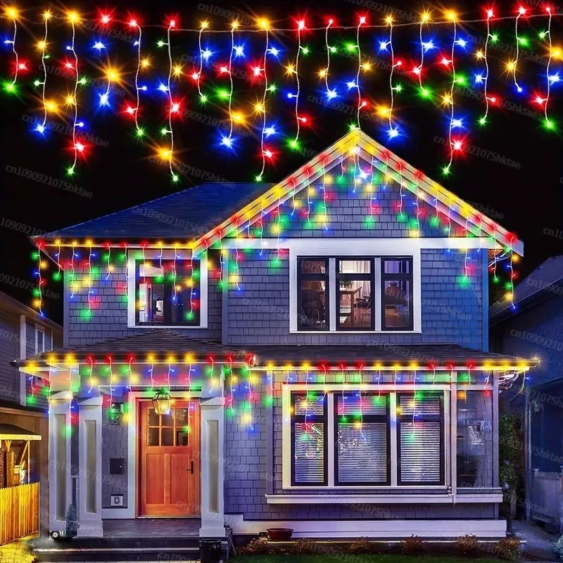 2025 LED Icicle Curtain String Lights – 8-Mode Fairy Lights for Holidays & Parties