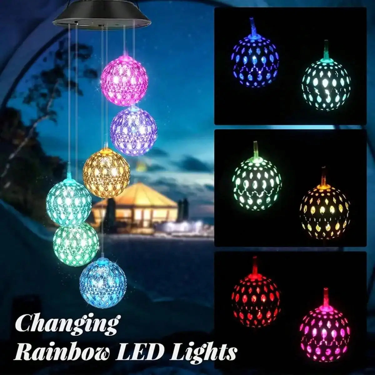 Solar Color Changing Wind Chimes – 6 LED RGB Outdoor Garden Décor