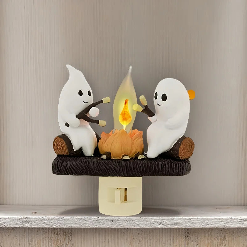 Halloween Ghost Campfire Night Light – Flickering LED Decoration