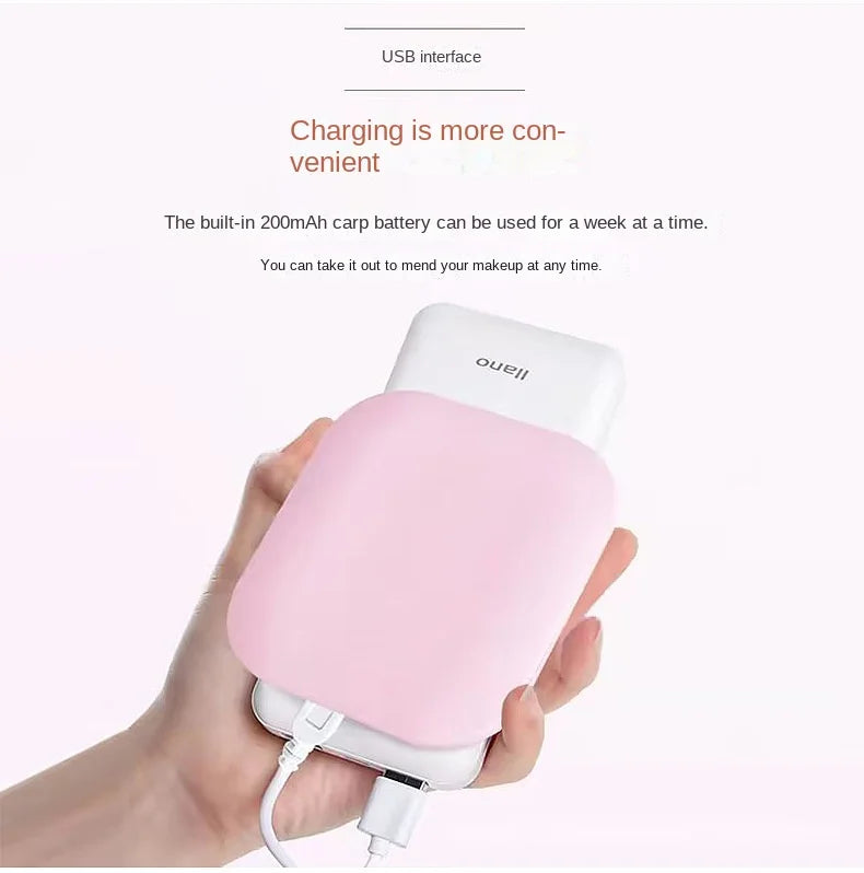 Mini Folding LED Makeup Mirror – USB Rechargeable with 2X Magnification