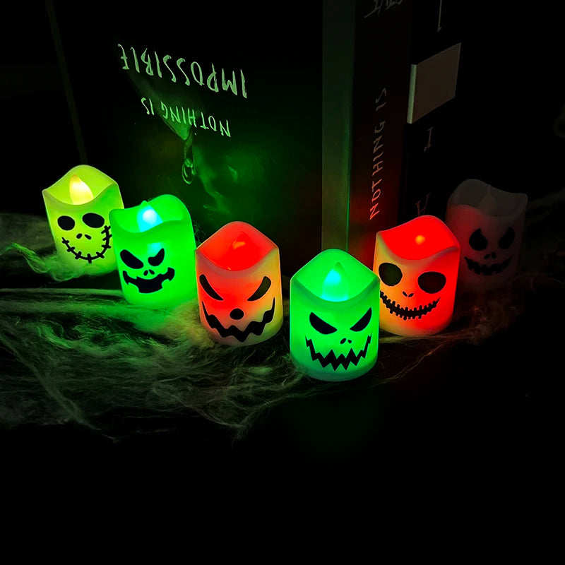 Halloween LED Ghost & Pumpkin Candle Lights – Set of 6