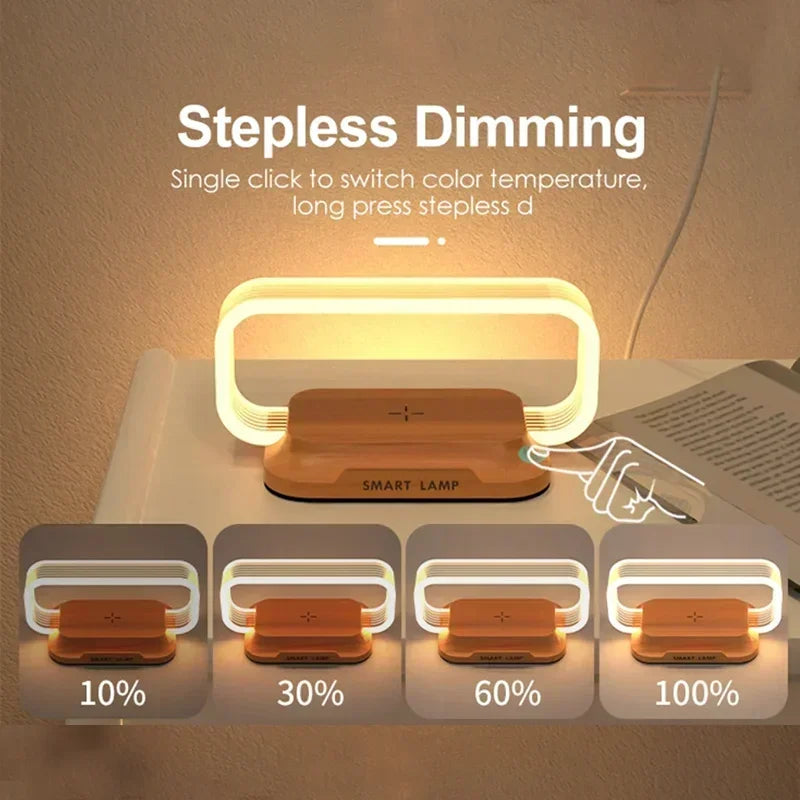 LED Wireless Charger Lamp – Touch Control Desk Light with Phone Stand