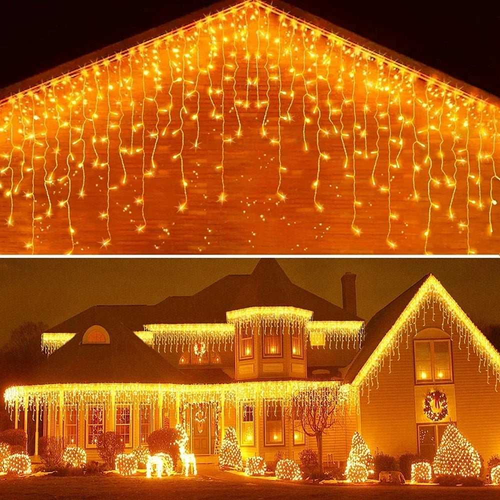 2025 LED Icicle Curtain String Lights – 8-Mode Fairy Lights for Holidays & Parties