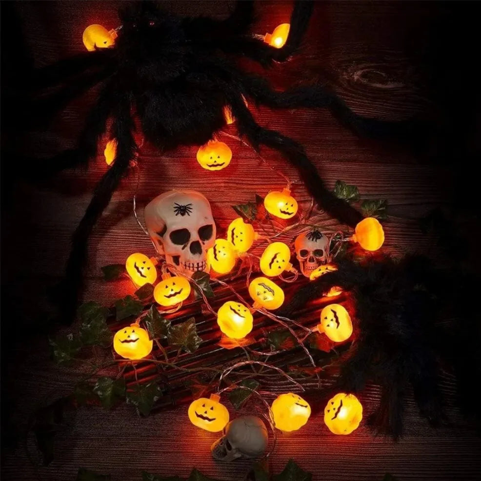 Halloween Pumpkin Lantern String Lights – Battery Powered LED