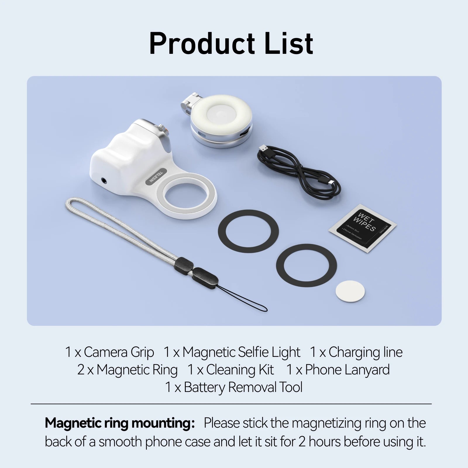 Magnetic Phone Camera Grip – TELESIN Shooting Handle with Selfie Light & Remote