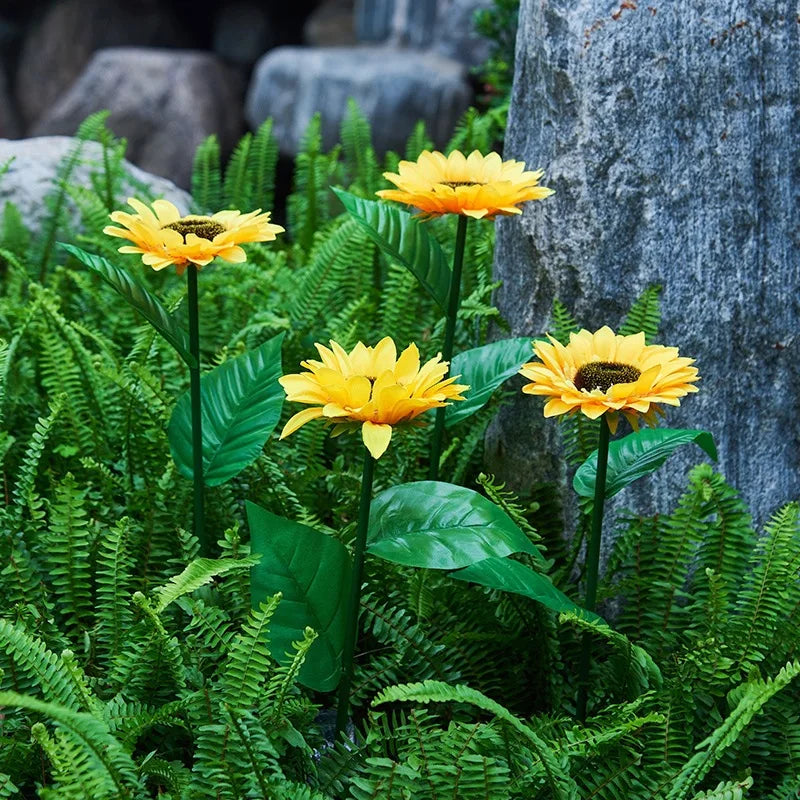 Solar Sunflower LED Garden Lights – 1 or 3 Heads