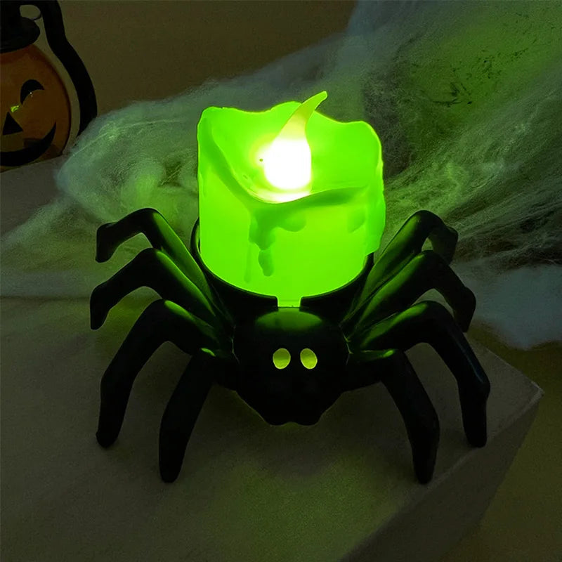 Halloween LED Candle Lights – Spider & Skull Decorative Lamps