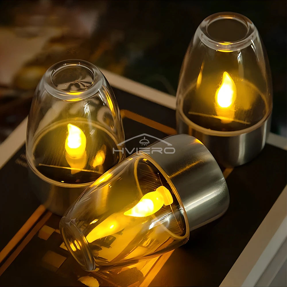 Solar LED Candle Light – Stainless Steel Outdoor Garden Lamp