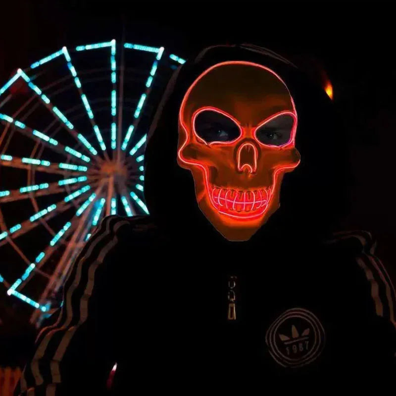 Halloween LED Skull Mask – Glowing Cold Light Full Face Mask