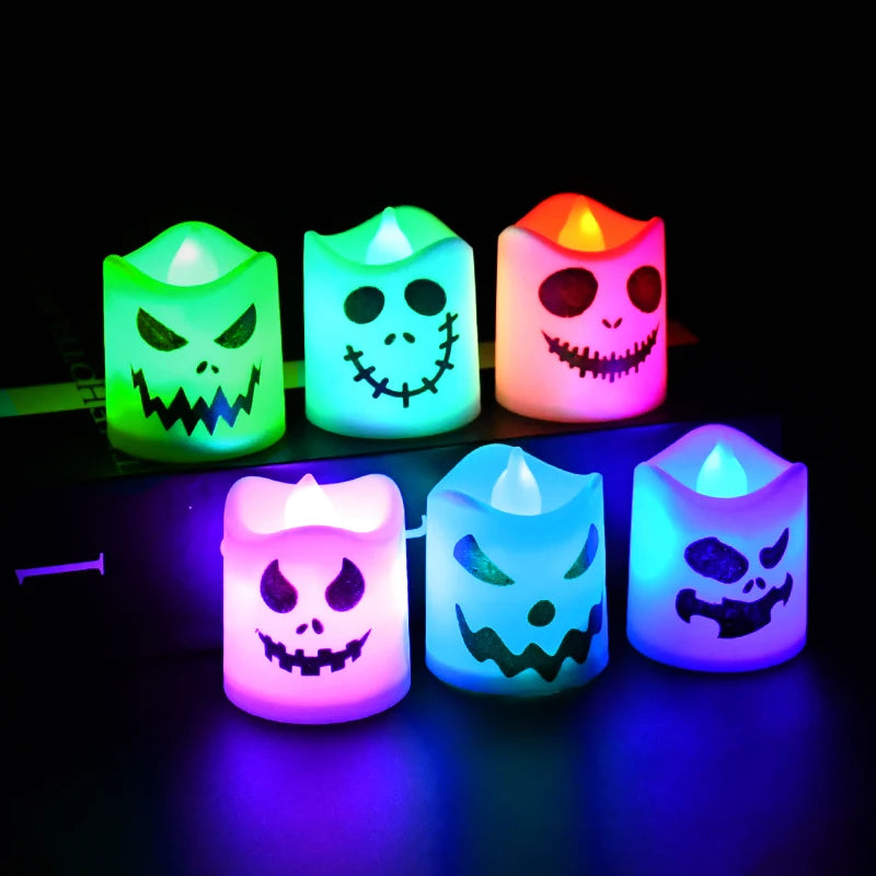 Halloween LED Ghost & Pumpkin Candle Lights – Set of 6