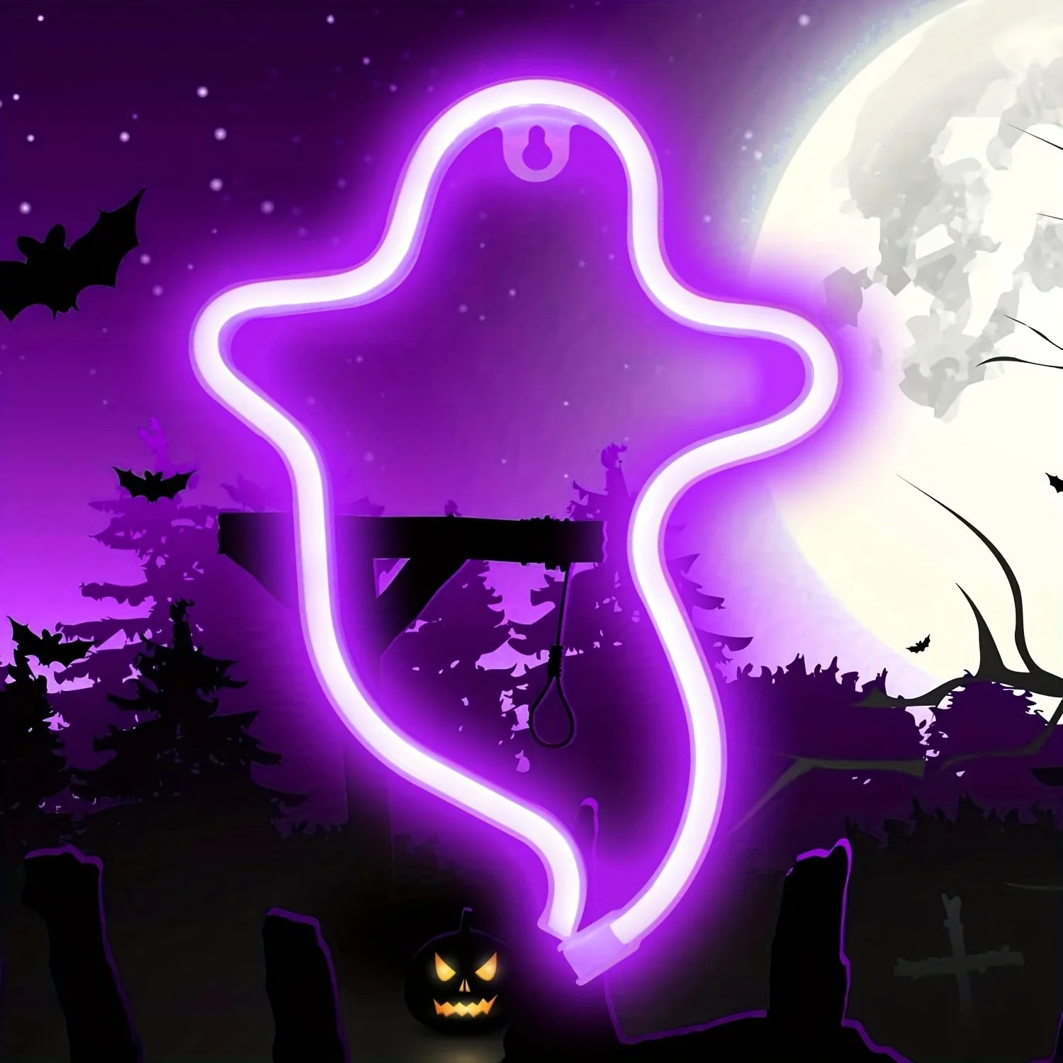 Halloween Atmosphere LED Neon Sign – USB or Battery Powered Wall Light
