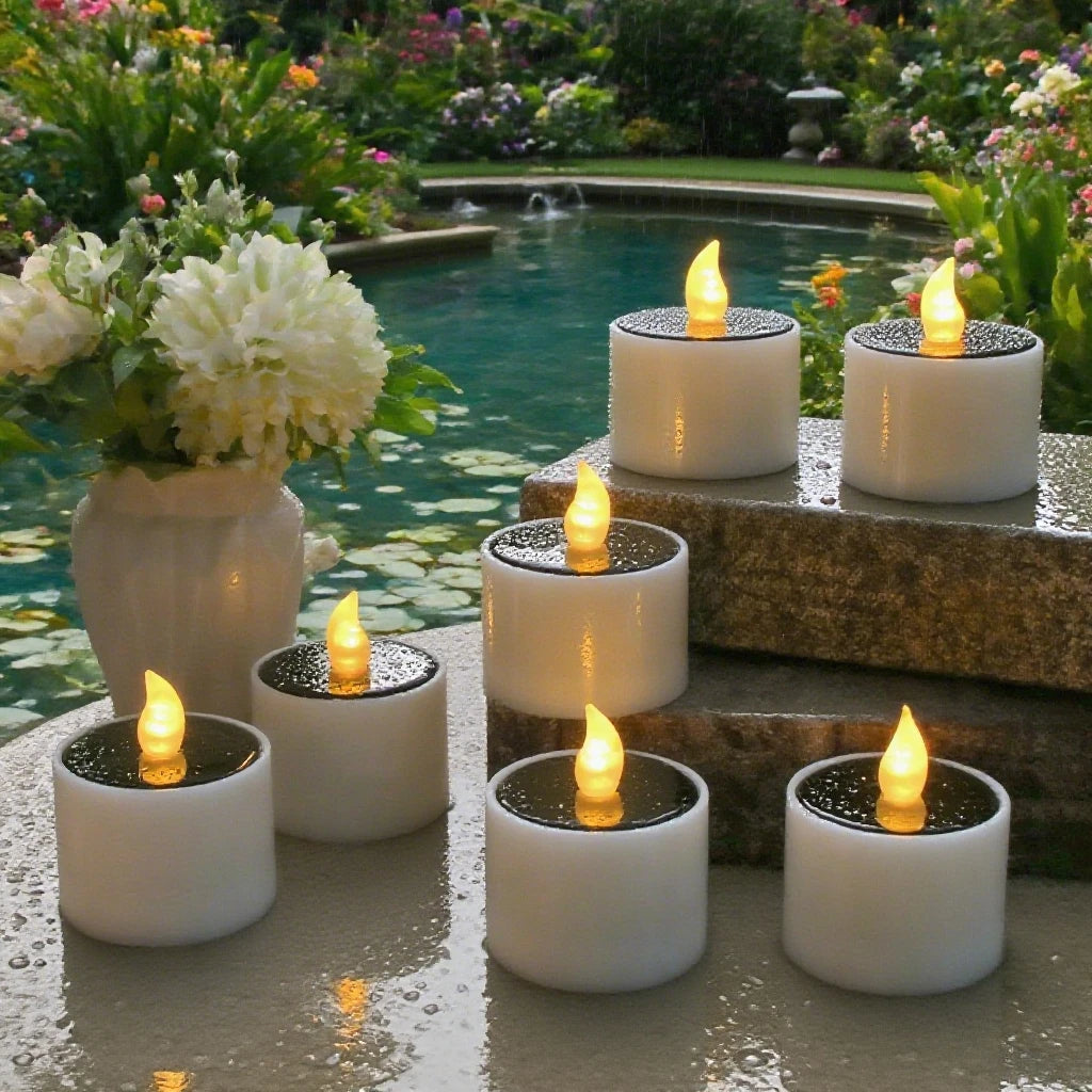 Solar Tea Light Candles – 6PCS Waterproof Flameless LED