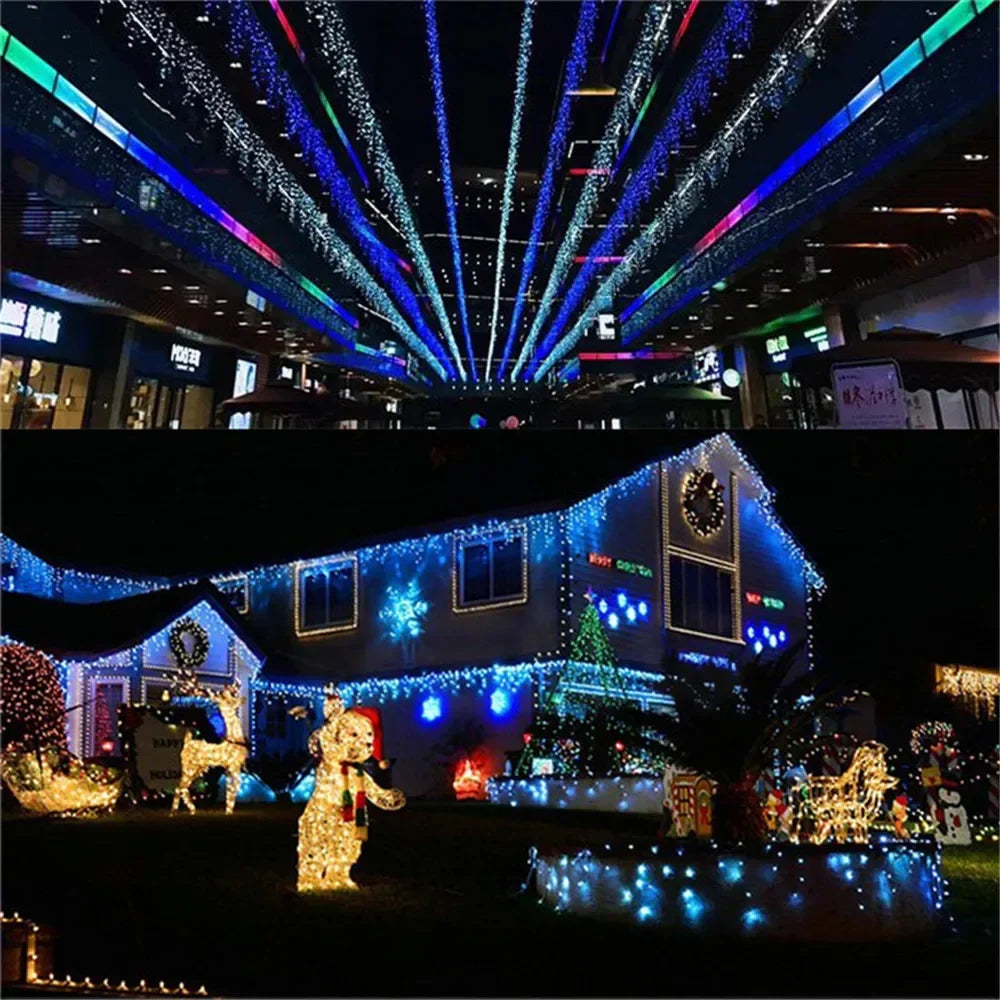 2025 LED Icicle Curtain String Lights – 8-Mode Fairy Lights for Holidays & Parties