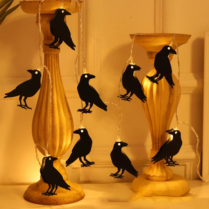 Halloween Bat, Crow, Spider LED String Lights – 1.5M Battery Operated
