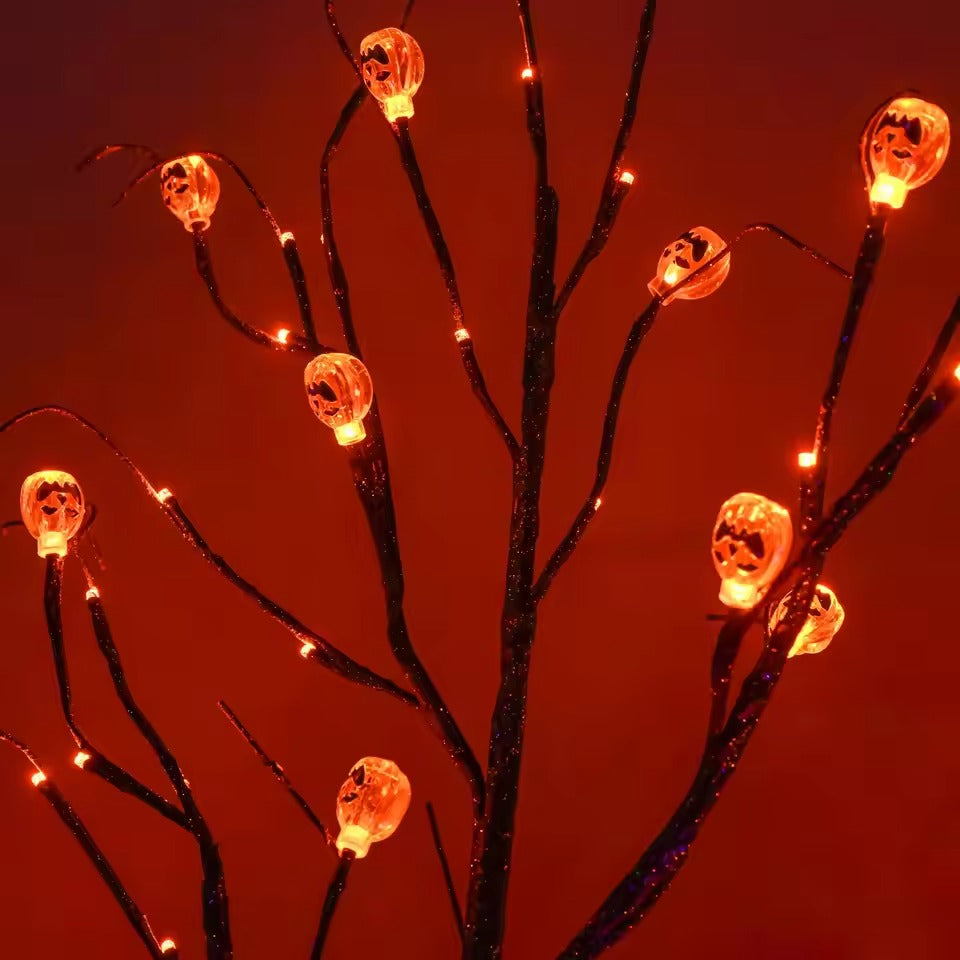 Halloween LED Black Tree with Pumpkins – 45cm Tabletop Light