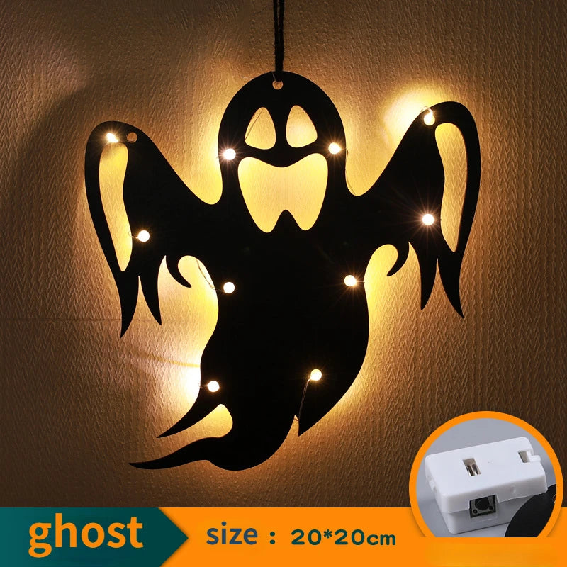 Halloween Hanging Lights – Castle, Witch, Ghost & Spider Web (10LED)