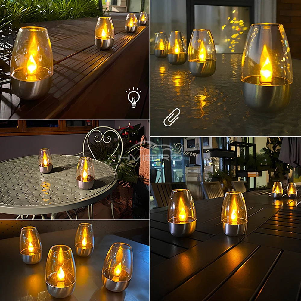 Solar LED Candle Light – Stainless Steel Outdoor Garden Lamp