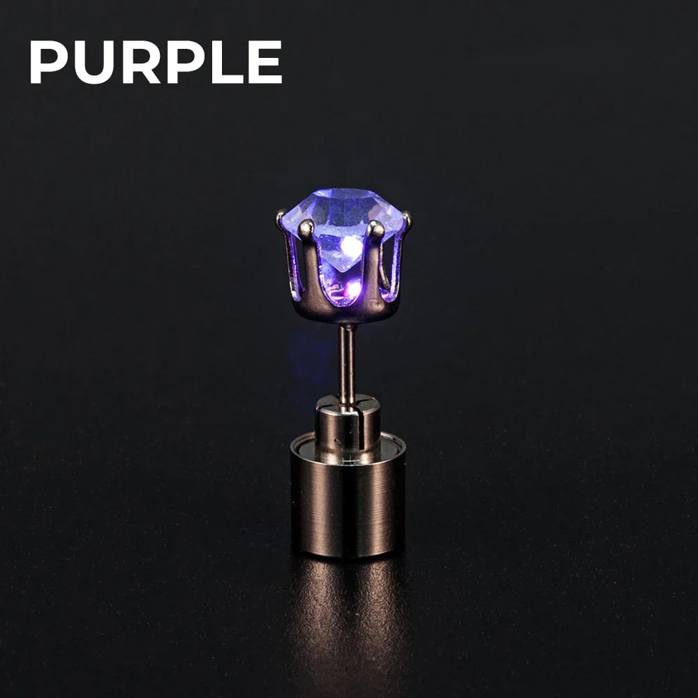 LED Luminous Stud Earrings – Colorful Glowing Zircon Party Jewelry (2PCS)