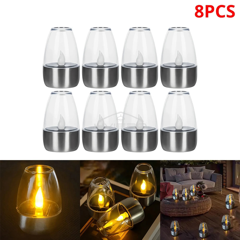 Solar LED Candle Light – Stainless Steel Outdoor Garden Lamp