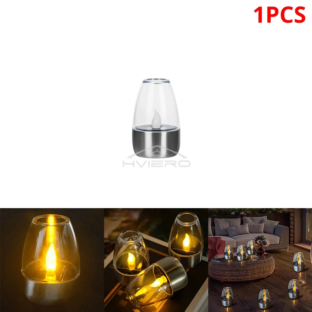 Solar LED Candle Light – Stainless Steel Outdoor Garden Lamp