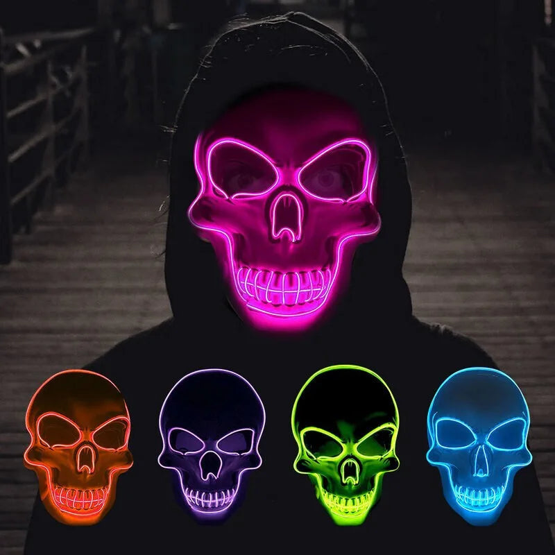 Halloween LED Skull Mask – Glowing Cold Light Full Face Mask