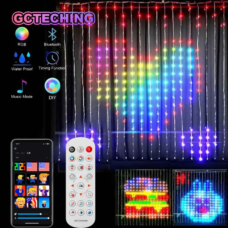 Smart Curtain Lights – 400 LED RGB Fairy Lights with App & Music Sync