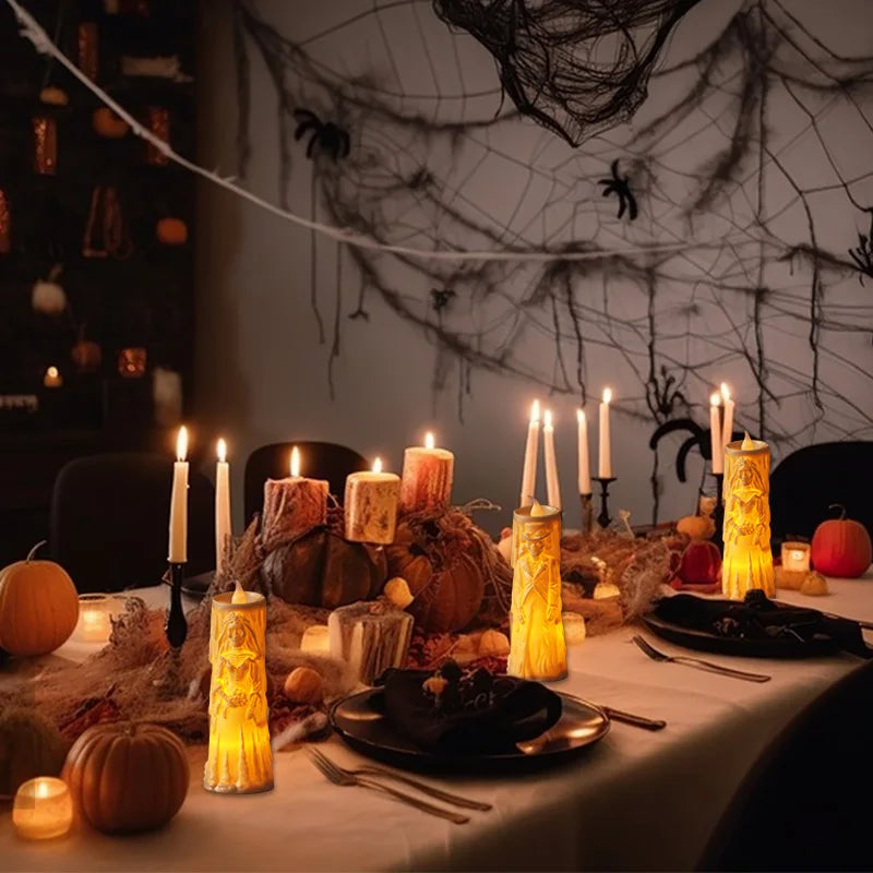 Halloween Bride & Groom LED Candle Lights – Spooky Wedding Décor
