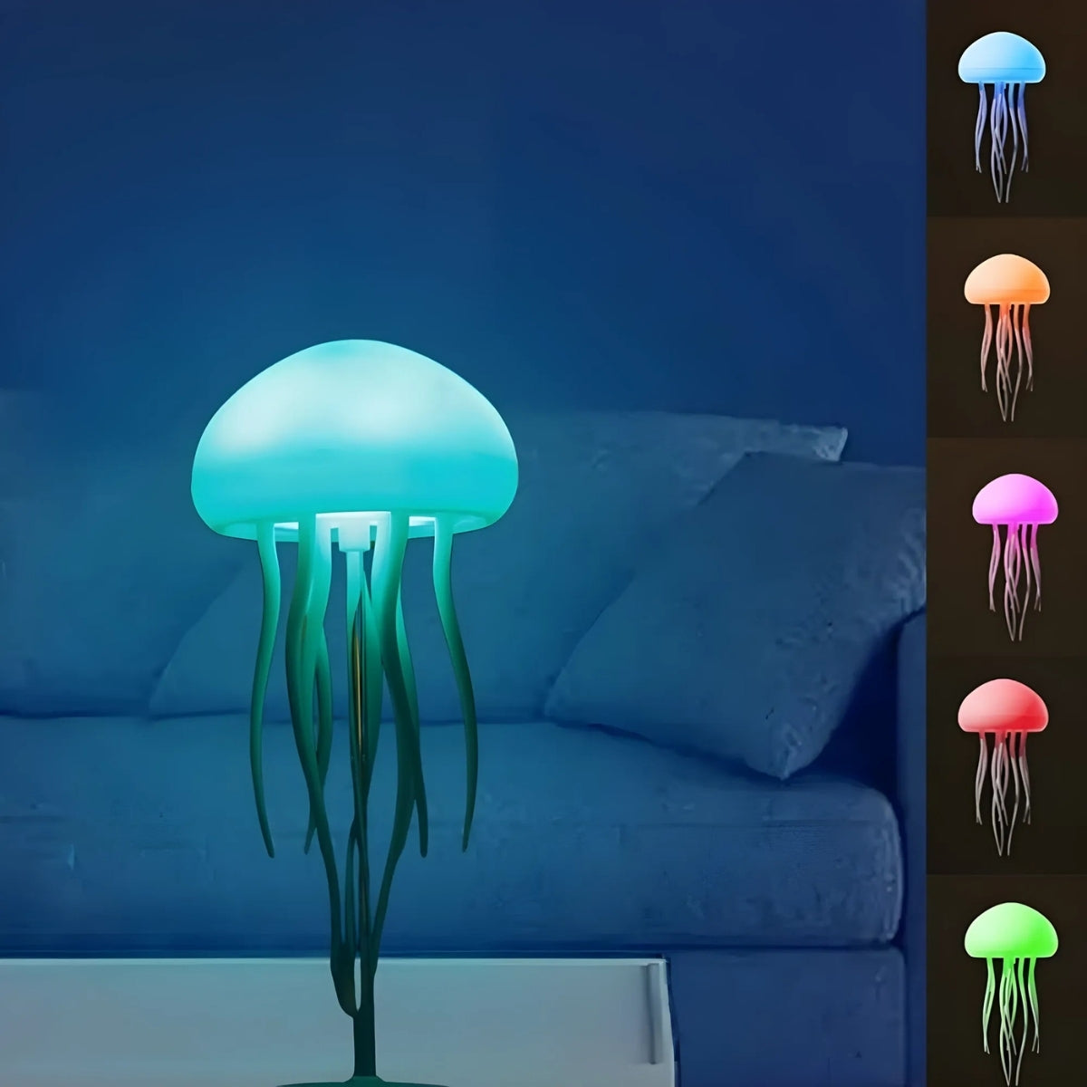 RGB Jellyfish Night Light – Voice Control Lamp with Bluetooth & USB Rechargeable