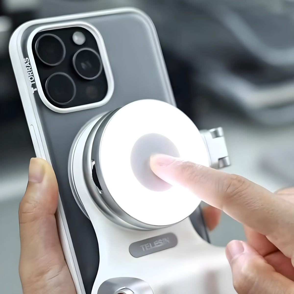 Magnetic Phone Camera Grip – TELESIN Shooting Handle with Selfie Light & Remote