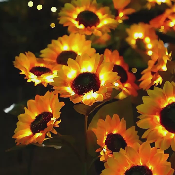 Solar Sunflower LED Garden Lights – 1 or 3 Heads